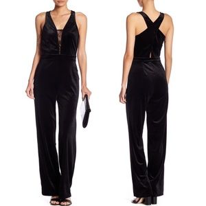 Romeo & Juliet Couture Black Velvet Lace Cross-Back Jumpsuit - Size M- New W/Tag